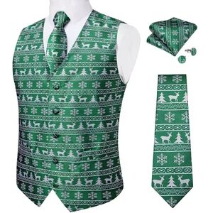 Source Unknown Green and White Festive Vest Set